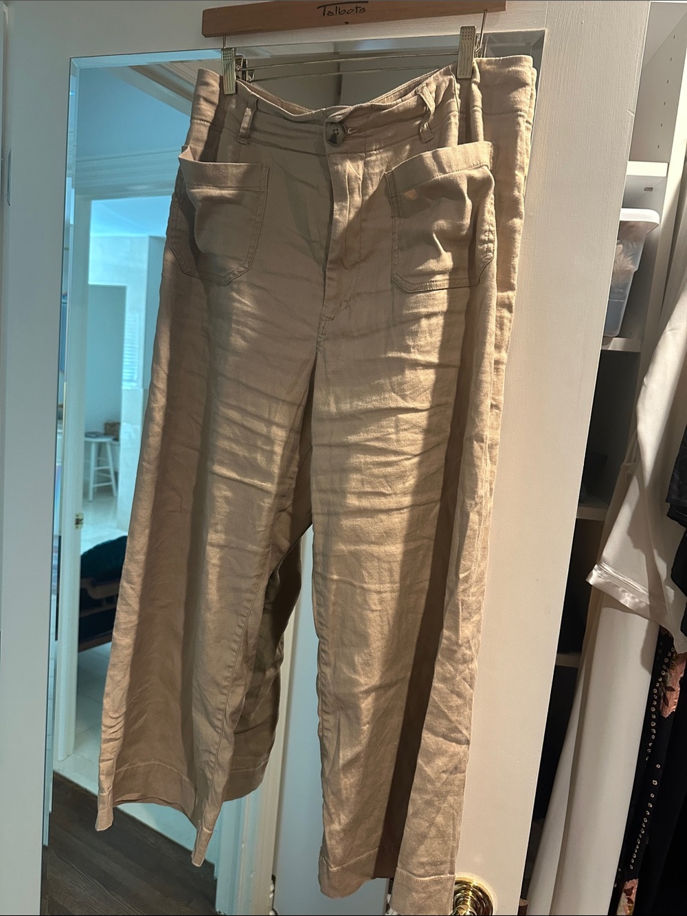 Anthropologie Maeve Colette Linen blend Beige Wide-Leg Capris